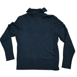 VICTOR ALFARO Black 100% Cashmere Turtleneck Sweater XL luxury soft minimalist